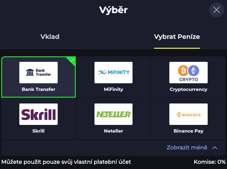 BDM Bet Vybrat Peníze